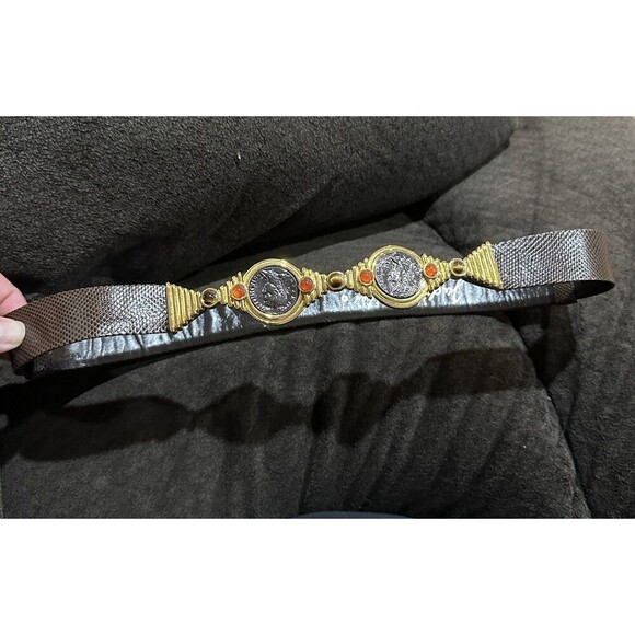 Judith Leiber Accessories - Judith Lieber Brown Snakeskin Statement Belt Italian Roman One Size Tiger Eye
